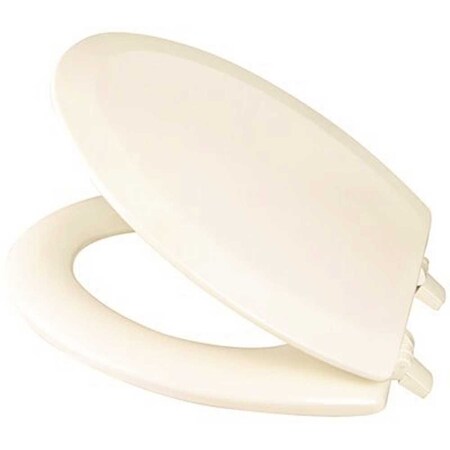 Proplus Elongated Wood Toilet Seat Closed Front With Lid And Color Matched Hinges Bone HDS568400BONE